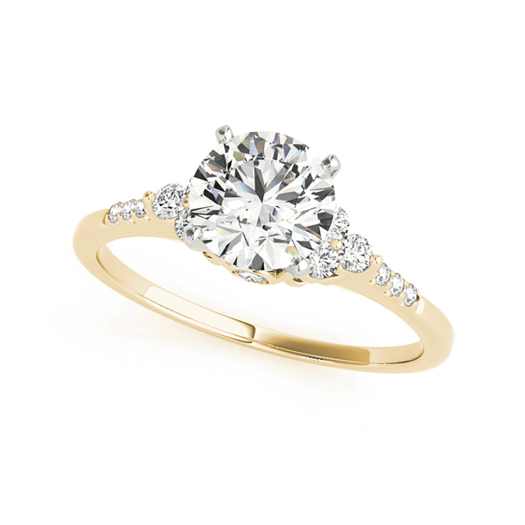 Round Solitaire Cluster Accent Diamond Engagement Ring(  0.68 CTW)