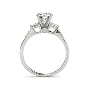 Round Solitaire Cluster Accent Diamond Engagement Ring(  0.68 CTW)