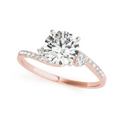 Bypass Trinity Solitaire Round Brilliant Cut Side Diamond Engagement Ring(  0.63 CTW)