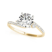 Bypass Trinity Solitaire Round Brilliant Cut Side Diamond Engagement Ring(  0.63 CTW)