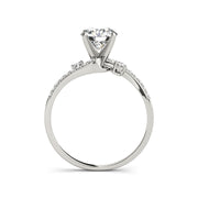 Bypass Trinity Solitaire Round Brilliant Cut Side Diamond Engagement Ring(  0.63 CTW)