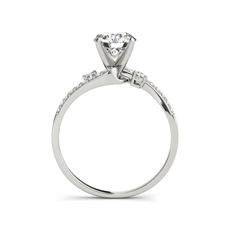 Bypass Trinity Solitaire Round Brilliant Cut Side Diamond Engagement Ring(  0.63 CTW)