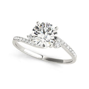Bypass Trinity Solitaire Round Brilliant Cut Side Diamond Engagement Ring(  0.63 CTW)