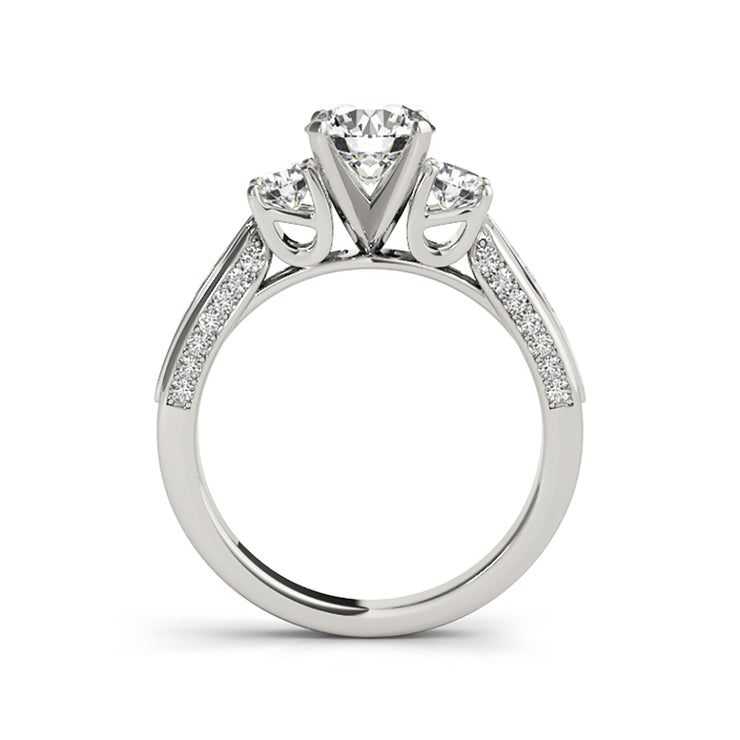 Three-Stone With Tapered Channel-Set Side-Diamond Engagement Ring(  1.14 CTW)