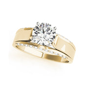 Round Solitaire Wide Shank Diamond Inlay Engagement Ring(  0.72 CTW)