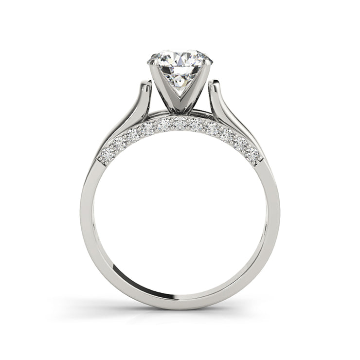 Round Solitaire Wide Shank Diamond Inlay Engagement Ring(  0.72 CTW)