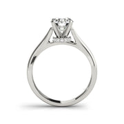 4-Prong Round Solitaire Split Shank Hidden Halo Diamond Engagement Ring(  0.55 CTW)