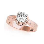Illusion set Solitaire With Carved Tapered Shank Diamond Engagement Ring(  0.56 CTW)
