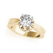 Illusion set Solitaire With Carved Tapered Shank Diamond Engagement Ring(  0.56 CTW)