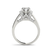 Contemporary Solitaire With Accented Side Shank Engagement Ring(  0.84 CTW)