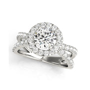 14K White Gold  1.34 Ctw Diamond Halo Engagement Ring With Accent Diamonds