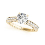 Solitaire With Single Row Side-Diamond Engagement Ring(  1 CTW)
