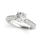 Solitaire With Single Row Side-Diamond Engagement Ring(  1 CTW)