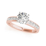 Round Solitaire With Channel set Side Diamond Engagement Ring(  0.88 CTW)