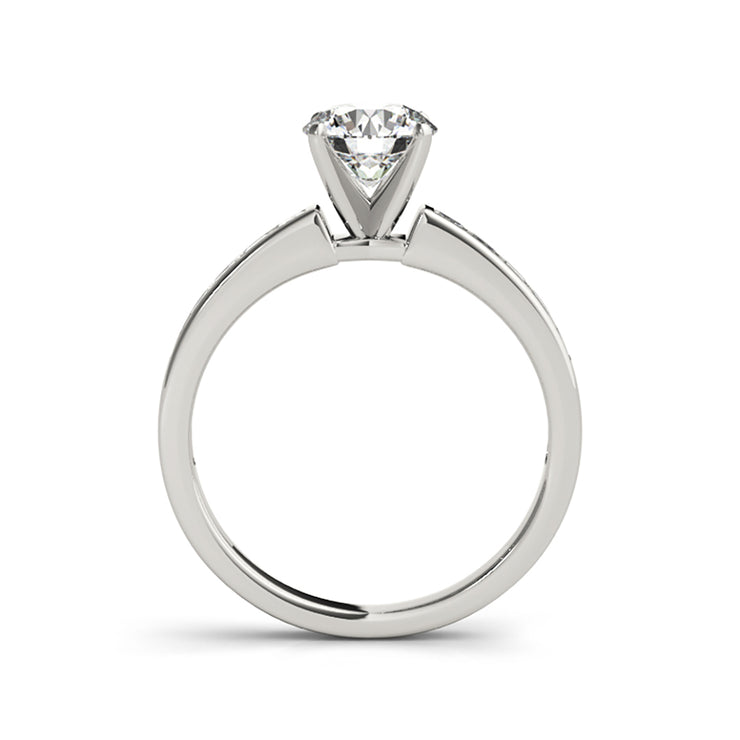 Round Solitaire With Channel set Side Diamond Engagement Ring(  0.88 CTW)