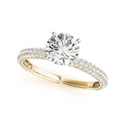 Pave Set Diamond Shank 0.99ctw Round Diamond Engagement Ring
