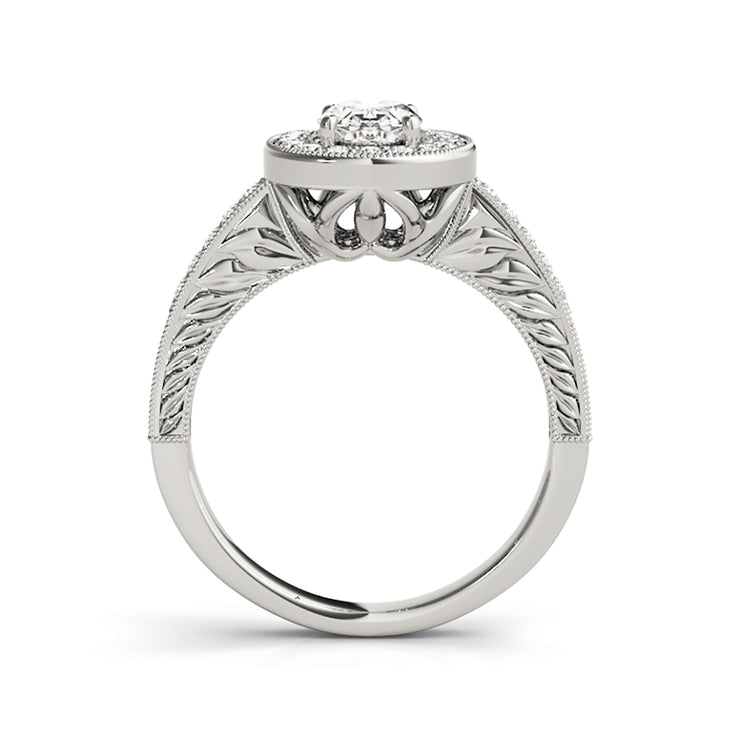 Oval Cut Diamond Milgrain Vintage Diamond Engagement Ring(  0.78 CTW)
