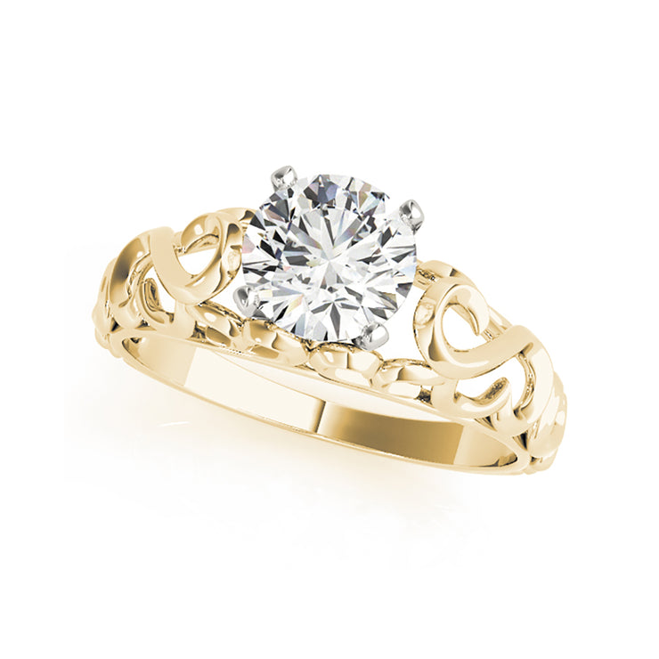 Vintage Flair Round Brilliant Cut Solitaire Diamond Engagement Ring(  0.5 CTW)