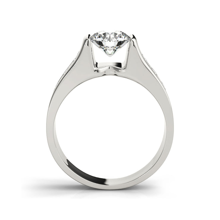 High Profile Solitaire Side-Diamond Engagement Ring(  0.4 CTW)