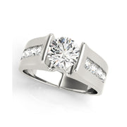 High Profile Solitaire Side-Diamond Engagement Ring(  0.4 CTW)