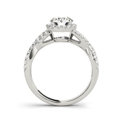 Infinity Shank Round Shape Halo Diamond Engagement Ring(  1.02 CTW)