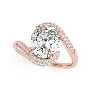 Fancy Oval Swirl With Multi-Row Pave-Set Diamond Engagement Ring(  0.75 CTW)