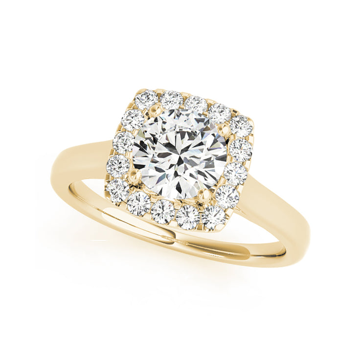 Round Cushion Halo Plain Band Diamond Engagement Ring(  0.74 CTW)