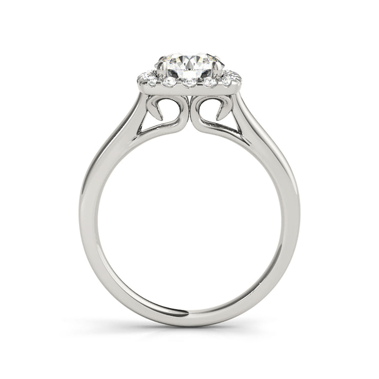 Round Cushion Halo Plain Band Diamond Engagement Ring(  0.74 CTW)