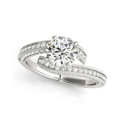 Fancy Solitaire Entertwined Channel-Set Diamond Shank Engagement Ring(  1.06 CTW)