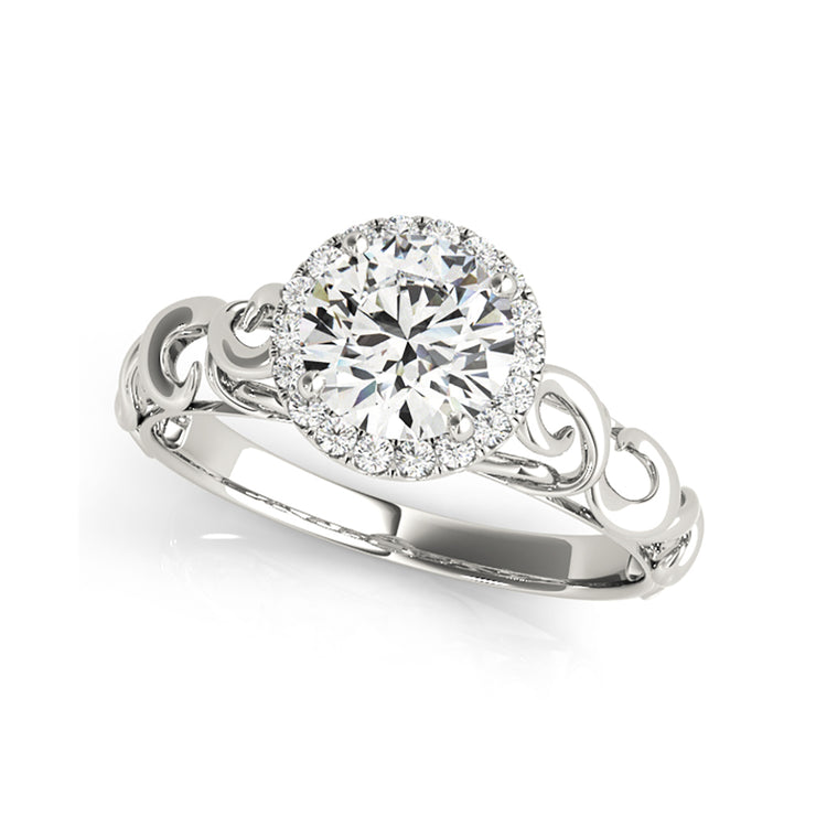 Flower Shape Vintage Look Halo Diamond Engagement Ring(  0.6 CTW)