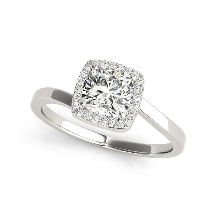 Round Cushion Halo Swirl Plain Shank Diamond Engagement Ring(  0.62 CTW)
