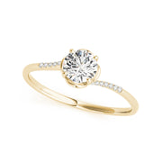 Delicate Floral Solitaire with Swirl Shank Diamond Engagement Ring(  0.53 CTW)