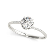 Delicate Floral Solitaire with Swirl Shank Diamond Engagement Ring(  0.53 CTW)