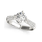 4-Prong Solitaire With Multi-Row Pave-Set Diamond Engagement Ring(  0.65 CTW)