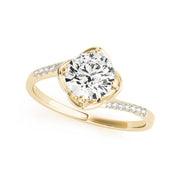 Low set Floral Solitaire With Pave Side-Diamond Engagement Ring(  0.55 CTW)