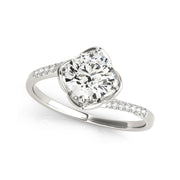 8-Prong Solitaire With Split Design Pave-Set Diamond Shank Engagement Ring(  0.68 CTW)