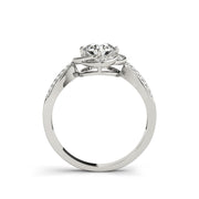Round Floral Halo With Split Shank Diamond Engagement Ring(  0.65 CTW)