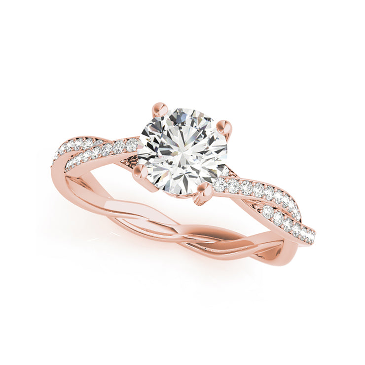 Solitaire With Twist Diamond Shank Engagement Ring(  0.6 CTW)