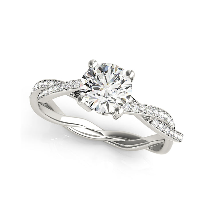 Solitaire With Twist Diamond Shank Engagement Ring(  0.6 CTW)