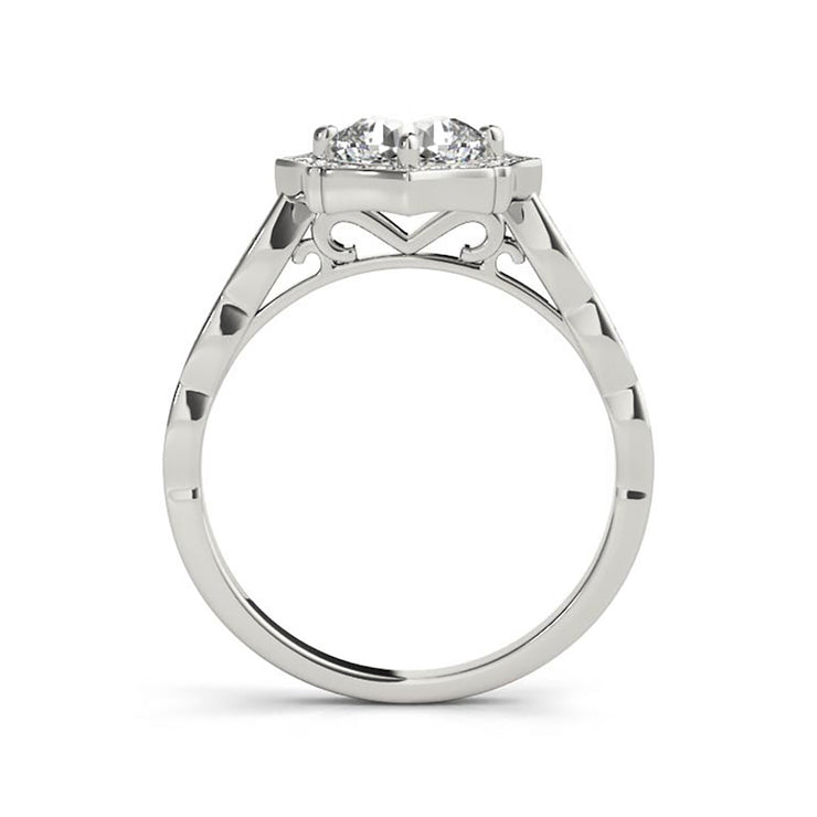 Fancy Shape Halo Round Brilliant Cut Diamond Engagement Ring(  0.7 CTW)