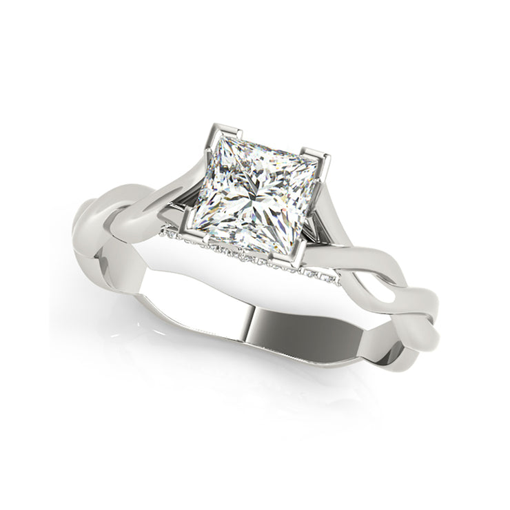 High set Princess Solitaire with Plain Twist Shank Diamond Engagement Ring(  0.58 CTW)