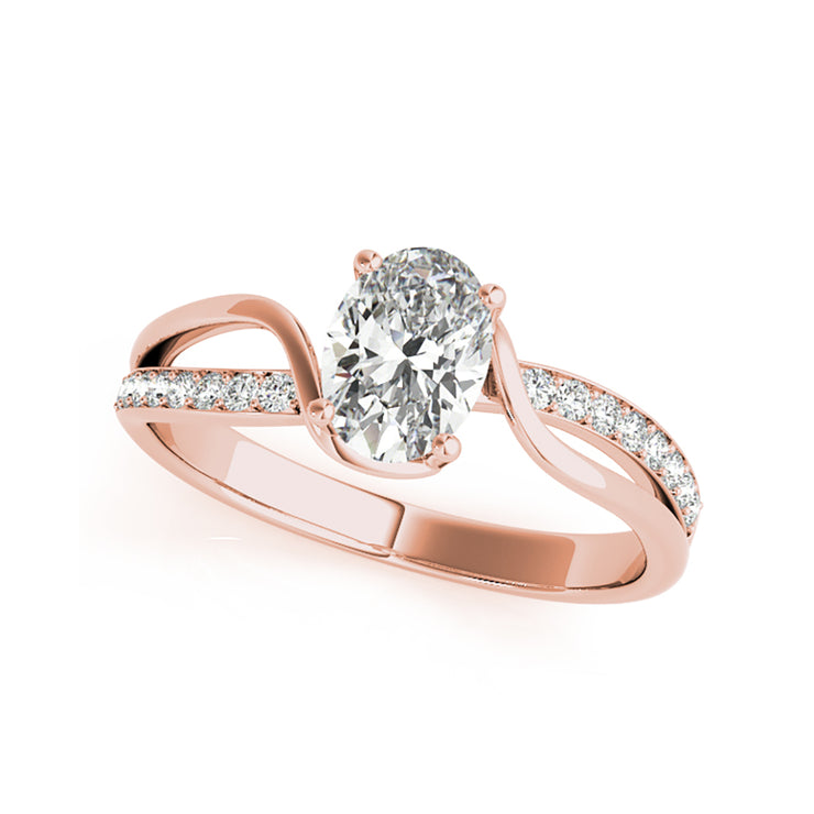 Four Prong Swirly Bypass Oval Diamond Engagement Ring(  0.62 CTW)