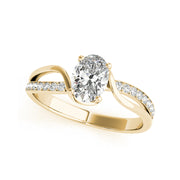 Four Prong Swirly Bypass Oval Diamond Engagement Ring(  0.62 CTW)