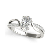 Four Prong Swirly Bypass Oval Diamond Engagement Ring(  0.62 CTW)