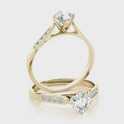 Round Brilliant Cut Diamond Reverse Tapered Shank Diamond Engagement Ring(  0.6 CTW)