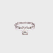 Modern Emerald Cut Solitaire Side-Diamond Engagement Ring