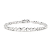 Graduated Solitaire Bracelet Made In 14K White Gold