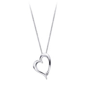 Slanted Dainty Solitaire 0.035ctw Diamond 10K Heart Necklace