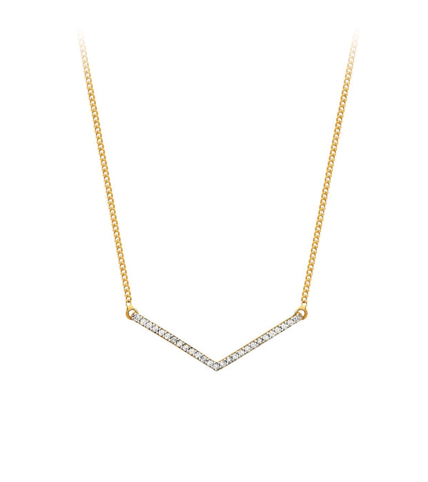 10k Yellow Gold Diamond Trapeze Bar Necklace