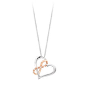 2-tone White And Rose Gold Infinity Heart 0.03ctw Diamond Necklace